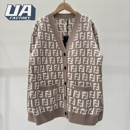 Fendi Knitting Cardigan Sweater Brown