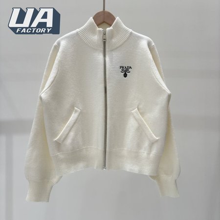 Prada Turtleneck Zip-up Wool Coat