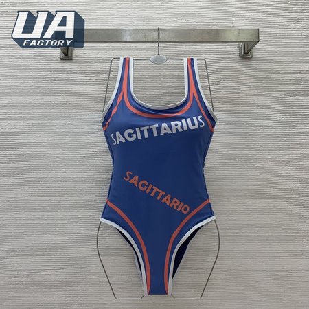 Gucci Blue U-Neck One-Piece Swimsuit