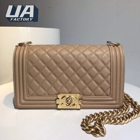 Chanel Boy Flap Quilted Diamond Metallic New Medium Tan