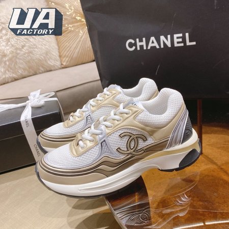 Chanel CC Runner Gold Laminate Sneaker
