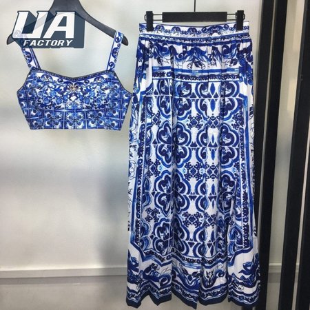 Dolce & Gabbana Poplin Midi Skirt with Majolica Print