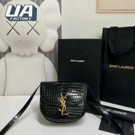 Saint Laurent Kaia Small Satchel In Shiny Crocodile-Embossed Leather