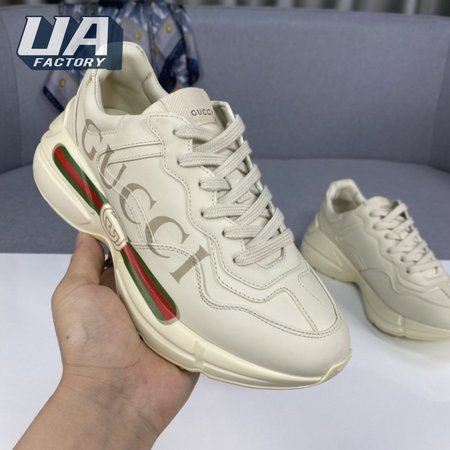 Women's Rhyton Gucci Logo Leather Sneaker