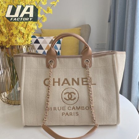 Chanel Deauville Tote Large Light Beige