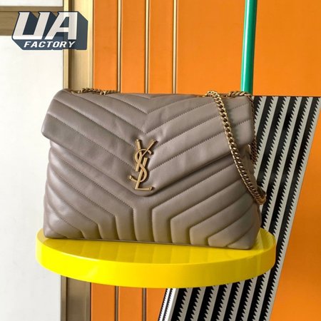 Saint Laurent Loulou Small Quilted Leather Shoulder Bag In Taupe