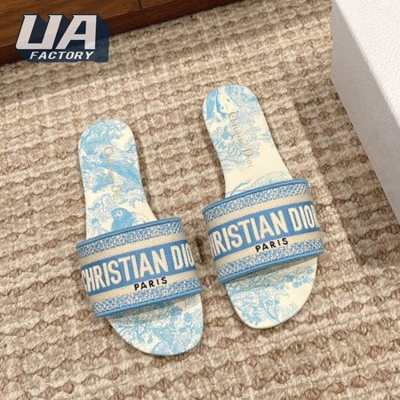 Women Dior Shoes Dior Slides Blue Sandal