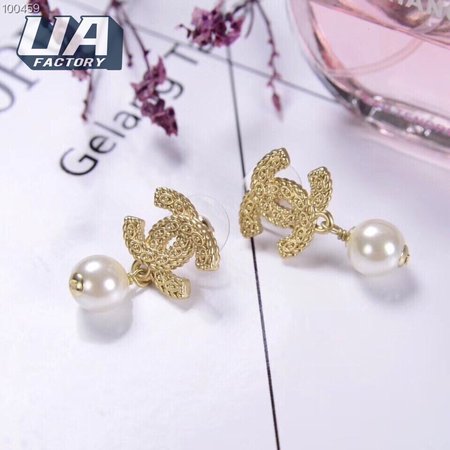 Chanel Resin and Strass Metal Earrings Gold/Transparent