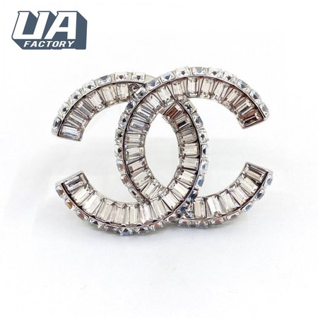 Chanel Strass CC Brooch Silver