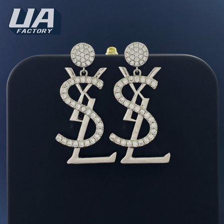 Yves Saint Laurent Ysl Vintage Diamante Logo Dangling