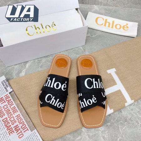 Chloe Woody Black Slide Sandals
