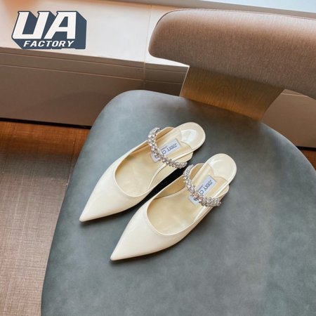 Jimmy Choo Women Bing 65 Patent Leather Crystal Strap Ballet Mules