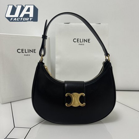 Celine Ava Triomphe Bag In Smooth Calf Leather Black