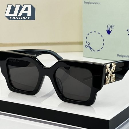 OFF-WHITE Catalina Rectangular Frame Sunglasses Black/Dark Grey/Gold