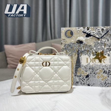 Dior Caro Box Bag Latte Quilted Macrocannage Calfskin