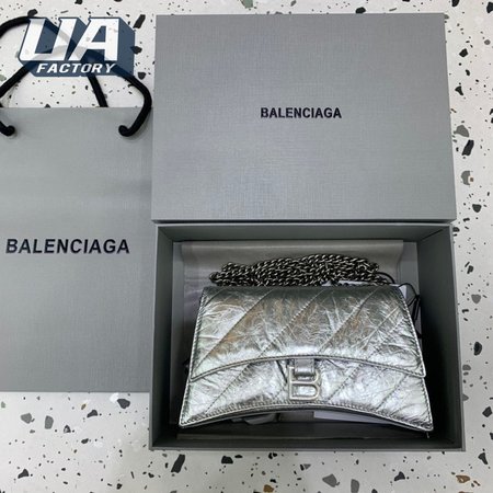 Balenciaga Crush Quilted Metallic Chain Shoulder Bag