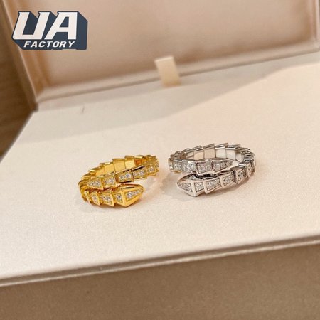 Bulgari Full Diamond Snake Bone Ring