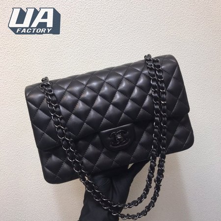 Chanel Classic Handbag Pearly Lambskin & Black-tone Metal Black