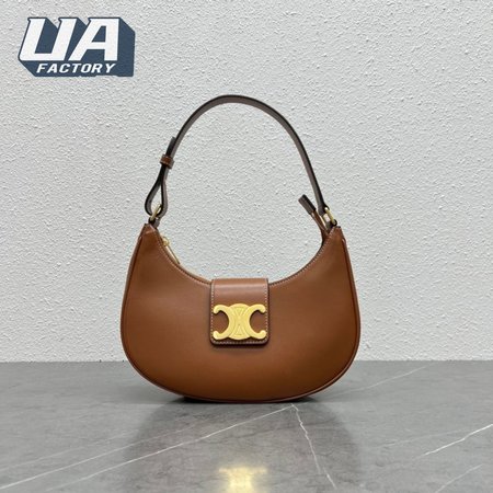 Celine Ava Triomphe Soft Bag In Smooth Calfskin Tan