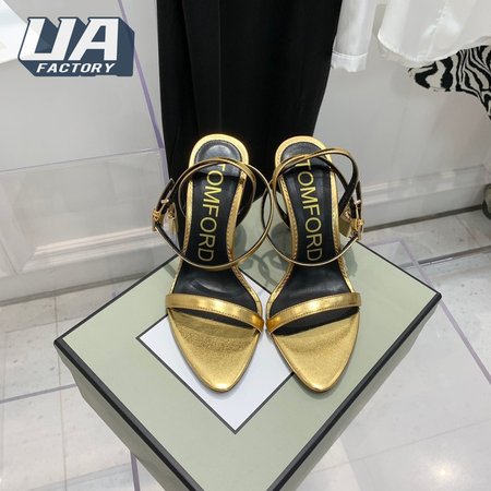 Tom Ford Padlock Metallic Leather Sandals