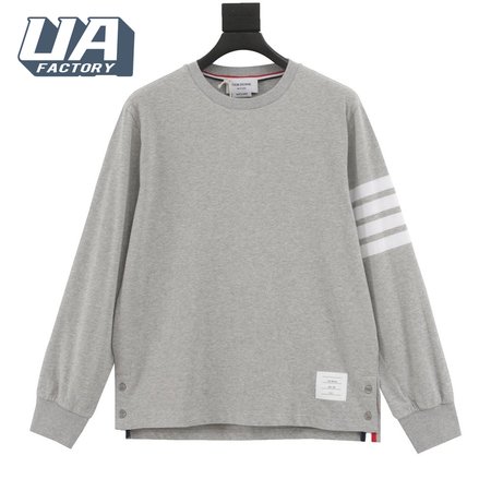 Thom Browne L/S Rugby Tee - Light Grey