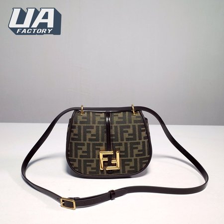 Fendi C Mon Small Brown FF Jacquard Fabric Bag