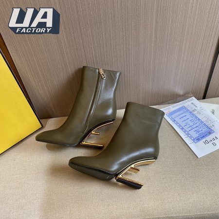 Fendi First Black Nappa Leather High Heel Ankle Boots