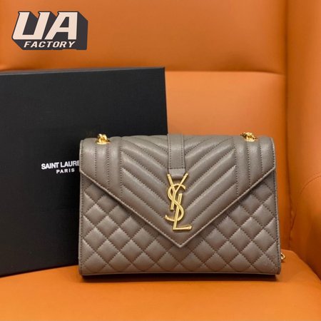 Saint Laurent Envelope Medium In Quilted Grain De Poudre Embossed Leather