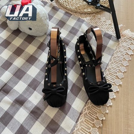 Valentino Rockstud Studded Satin Ballet Flats