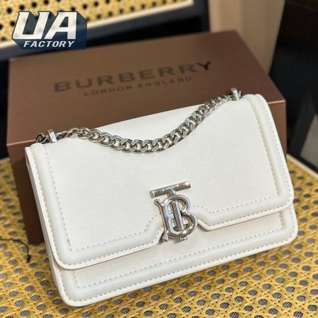 Burberry Leather Small TB Bag White