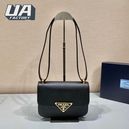 Prada Embleme Saffiano Shoulder Bag Black 1BD320