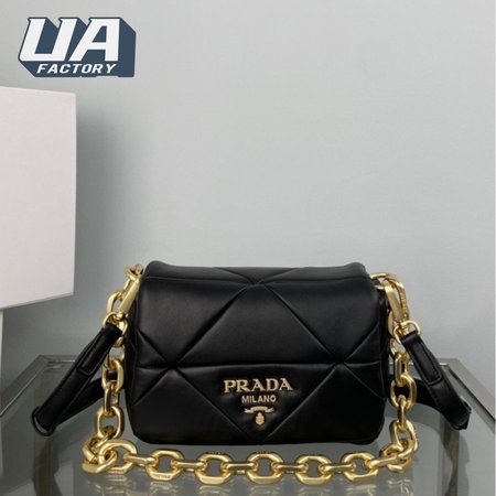 Prada System Nappa Patchwork Shoulder Bag Black 1BD292