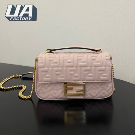 Fendi Baguette Chain Midi Pink Nappa Leather Bag