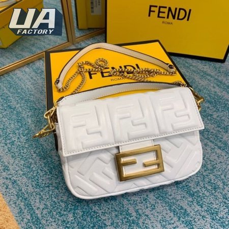 Fendi Baguette Mini White Leather Bag 8BS017A72VF15AO