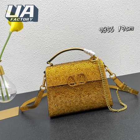 Valentino Mini Vsling Handbag With Rhinestones Gold