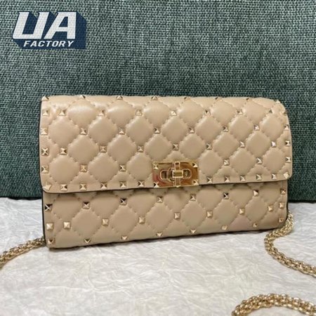 Valentino Rockstud Spike Nappa Leather Crossbody Clutch Bag Pouder WB0137NAP_P45