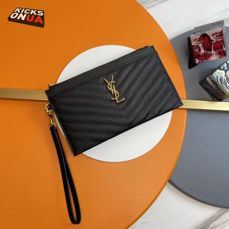 Saint Laurent Cassandre Matelasse Large Bill Pouch In Quilted Black