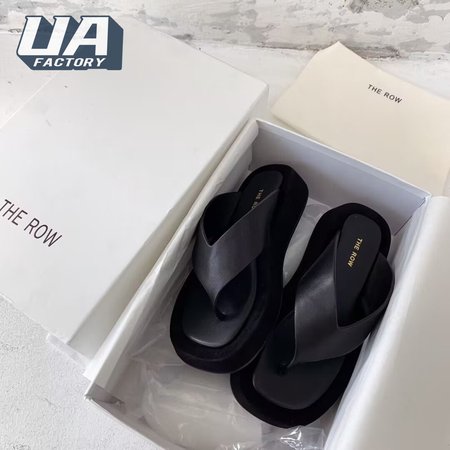 The Row Ginza Suede Sandals Black