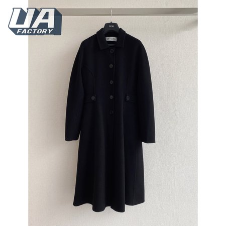 Dior Single-Breasted Long Double-Faced Cashmere Coat Black