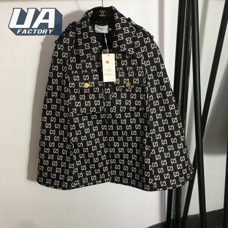 Gucci Double G Letter Print Woolen Cape Coat