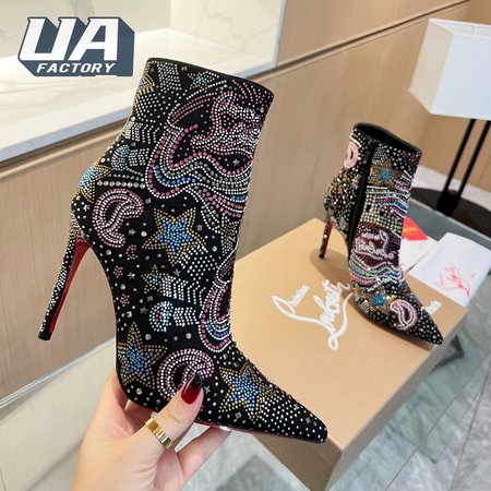 Christian Louboutin So Kate Starlight Red Sole Booties In Blackmulti