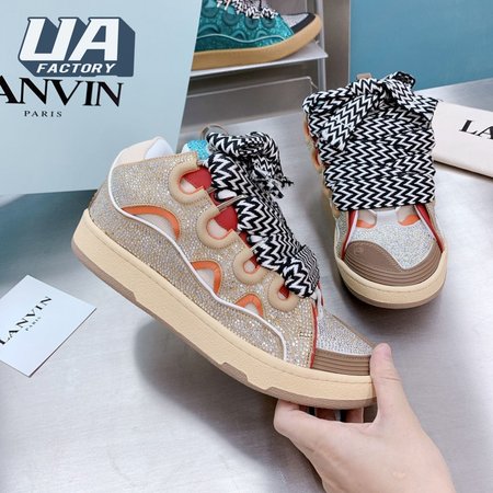 LANVIN Curb sneakers in Leather and strass beige STRA-H2105 Size 35-45