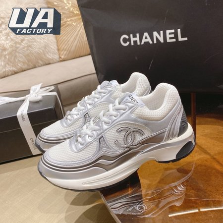 Chanel Sneakers Fabric & Laminated White/Silver 35-41
