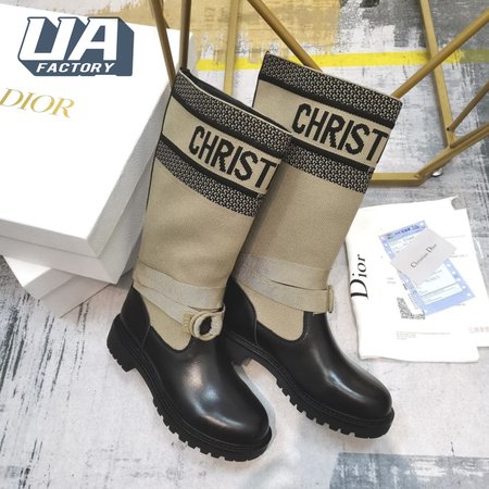 Dior D-Major Boot Taupe and Black Technical Fabric and Black Calfskin 35-41