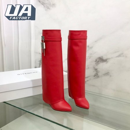 Givenchy Shark Lock Boots In Leather Red 35-39