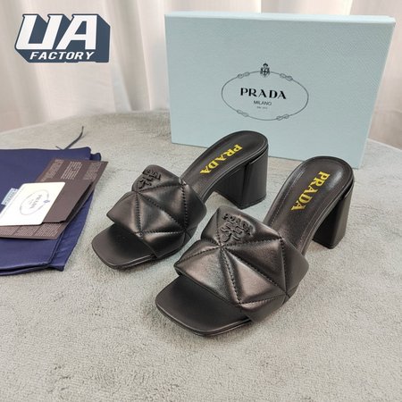 Prada Quilted Nappa Leather Heeled Sandals Black 35-40