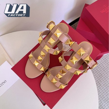 Valentino Roman Stud Calfskin Sandal 100mm Rose Cannelle 35-39