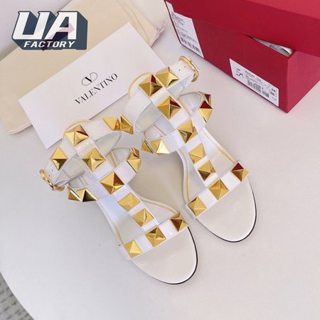 Valentino Roman Stud Calfskin Sandal 100mm White 35-39