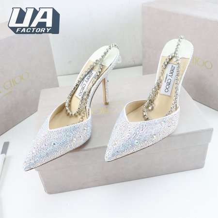 Jimmy Choo Saeda 100 Ivory Satin Pumps 35-39